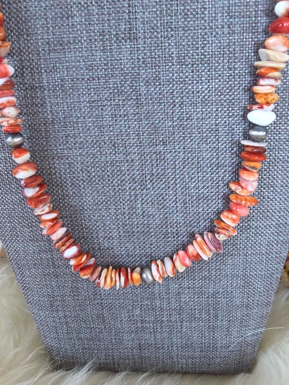 Beautiful NWOT Native American Navajo Orange Spiny & Navajo Pearl Necklace 🧡🎁